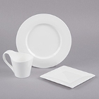 Bon Chef Wide Rim White Bone China Dinnerware