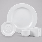 CAC Boston Embossed Bright White Porcelain Dinnerware