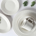 Tuxton Hampshire Embossed Rim Ivory (American White) China Dinnerware