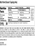 100RDVLVT4 - TOPPING RED VELVET 4 LB. Nutrition