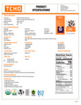 TCHO Dark & Bitter 100% Dark Chocolate spec sheet