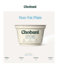 YOGURT GREEK PLAIN NONFAT 12/5.3OZ CHOBANI 001 Nutrition