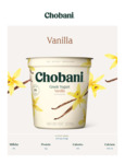 YOGURT GREEK VANILLA NONFAT 6/32OZ CHOBANI 014