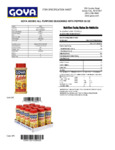 GOYA 28 oz. Adobo with Pepper Nutrition Information