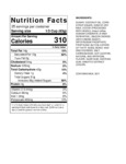 Capora Mocha Frappe Nutrition