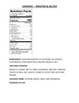 Roasted Salted Cashews Nutrition Information