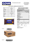 GOYA 4 lb. Central American Red Beans Nutrition Information