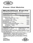 David Rio Power Chai with Matcha Mix Nutritional Information