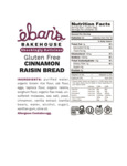 Eban's Bakehouse GF Cinnamon Raisin Bread Nutrition