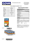 Goya 15 oz. Cream of Coconut Nutrition Information Goya 15 oz. Cream of Coconut Nutrition Information