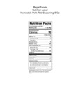 Regal Homestyle Pork Rub Seasoning Nutrition Information