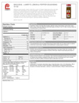 Lawry's 19 oz.  Lemon & Pepper Seasoning Nutrition Information