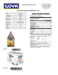 GOYA 1 Gallon Mojo Criollo Marinade Nutrition Information