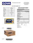GOYA 4 lb. Pinto Beans Nutrition Information