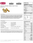 Rich's Farm Rich 5 lb. Bag Original French Toast Sticks Nutrition Information