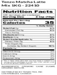 Tenzo Matcha Latte Mix 1KG - 22410_Nutrition