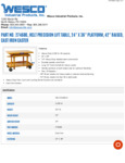 Wesco Manual Lift Table Specsheet Wesco Manual Lift Table Specsheet