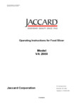 Jaccard VA2000 Automatic Stacker Slicer Manual Jaccard VA2000 Automatic Stacker Slicer Manual