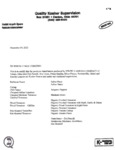 Kosher Certification Letter