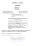 American Range Owner's Manual American Range Owner's Manual