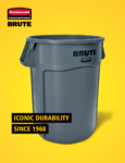 Rubbermaid BRUTE 44 Gallon Orange Round High Visibility Trash Can brochure Rubbermaid BRUTE 44 Gallon Orange Round High Visibility Trash Can brochure
