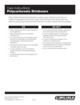 Carlisle Polycarbonate Drinkware Cleaning Instructions Carlisle Polycarbonate Drinkware Cleaning Instructions