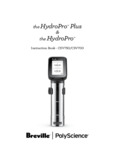 Polyscience HydroPro and HydroPro Plus Manual Polyscience HydroPro and HydroPro Plus Manual
