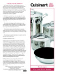 Cuisinart Chef's Classic Non-Stick Stainless Cookware Warranty and Care Guide Cuisinart Chef's Classic Non-Stick Stainless Cookware Warranty and Care Guide