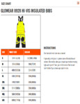 Ergodyne Glowear 8928 HI-VIS Insulated Bibs Sizing Chart