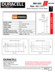 Duracell AA Battery Specsheet
