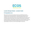 ECOS® Plastic-Free Laundry Detergent Sheets – Lavender Vanilla Ingredients