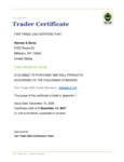 Harney and Sons fair trade Certificate