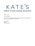 Kate's Ice Cream Cones Vegan Statement