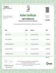 LINDOR Kosher Certificate LINDOR Kosher Certificate