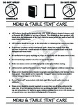 Menu and Table Tent Care Menu and Table Tent Care