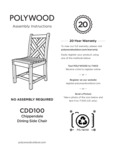 POLYWOOD CDD100 Chippendale Dining Side Chair Assembly Instructions