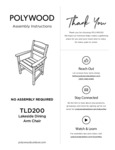POLYWOOD TLD200 Lakeside Dining Arm Chair Assembly Instructions