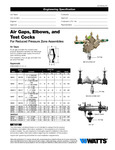 Specification Sheet - Watts Air Gaps, Elbows and Test Cocks