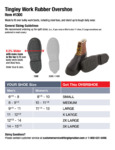 Tingley Work Rubber Overshoe 1300 Size Guide