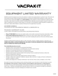  VacPak-It VMC16, VMC20F, and VMC20FGF Replacement Warranty 1 Year