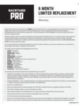 Backyard Pro 6 Month Limited Replacement Warranty