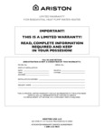 Ariston Group Limited Warranty Ariston Group Limited Warranty