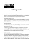 Boska Lifetime Guarantee Boska Lifetime Guarantee