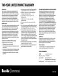 Breville Commercial 2 Year Warranty