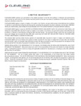 Cleveland Range Warranty Cleveland Range Warranty