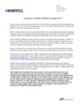 Hartell Pumps Limited Warranty 