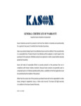 Kason General Warranty Kason General Warranty