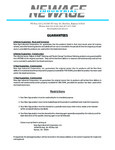 New Age Industries Warranty New Age Industries Warranty