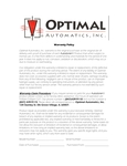 Optimal Automatics Warranty Optimal Automatics Warranty