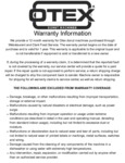 Otex Warranty